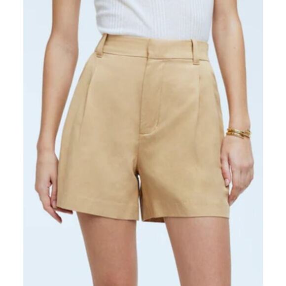 Madewell The Harlow Shorts High Rise Drapey Twill Desert Dune Tan NWT Size 00